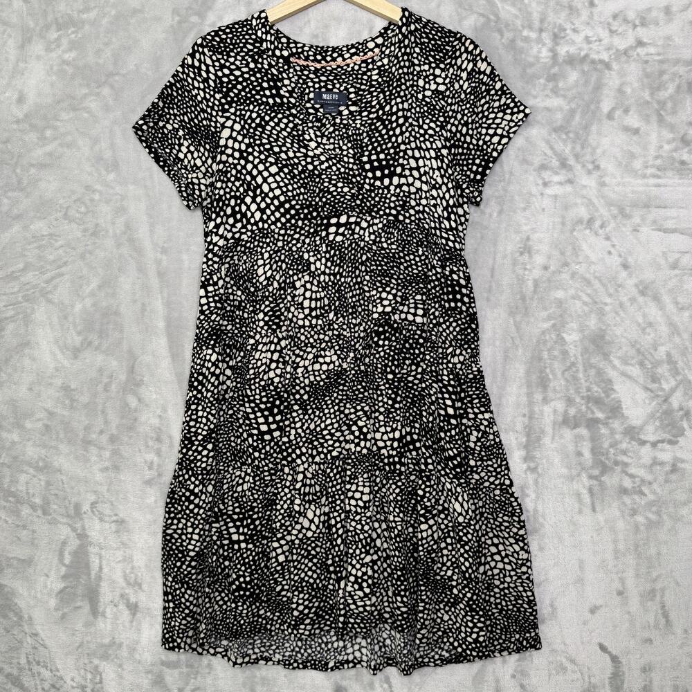 Maeve by Anthropologie Dress Womens Medium Black White Abstract Print Viscose